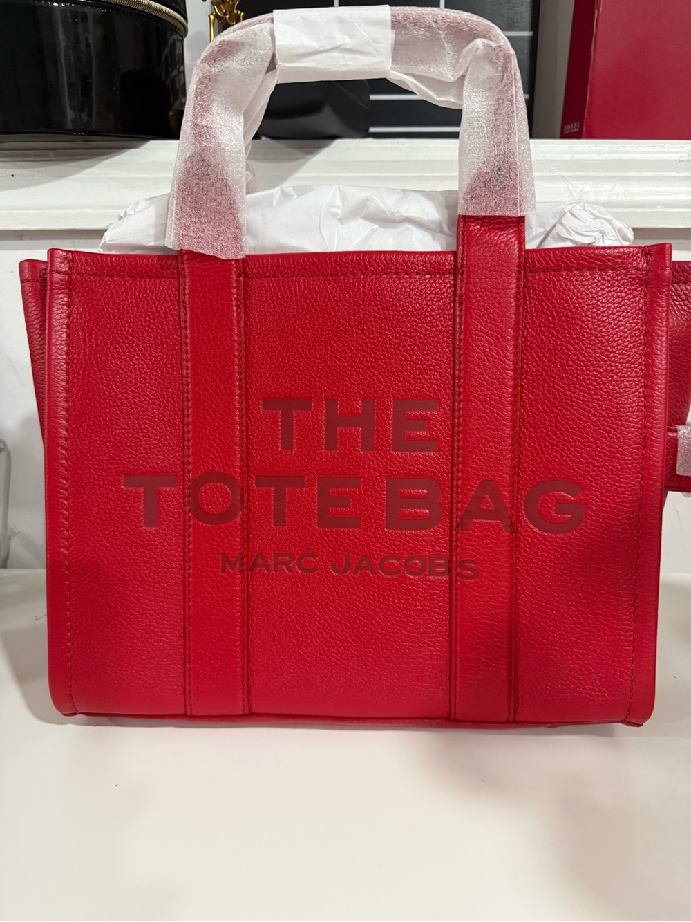 NWT Marc Jacobs The Tote Bag leather medium true red